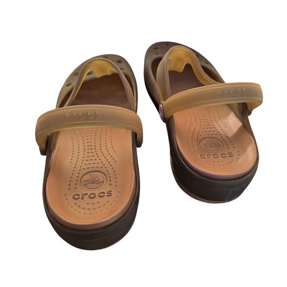 Crocs Sandals Clogs Womens Size 9 Carlie Mary Jane T Strap Khaki Green - Picture 4 of 10